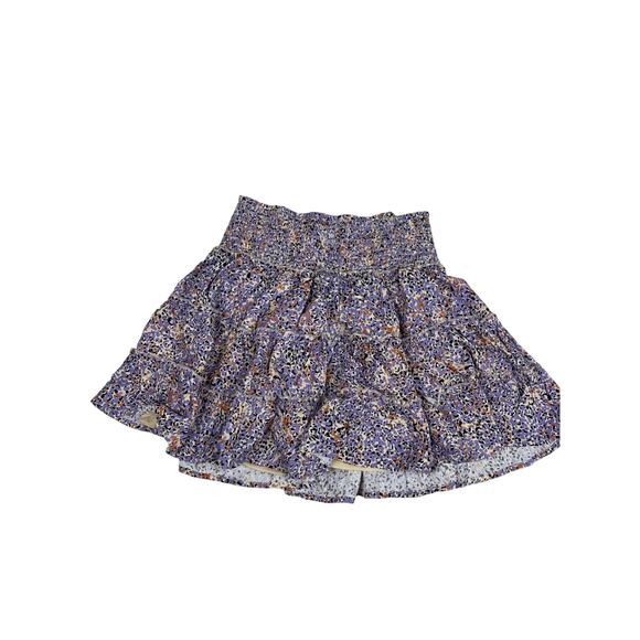 Pink Lily Lavender Print Skirt | Women’s Size L | Smocked Waist Ruffle Hem - Picture 1 of 7